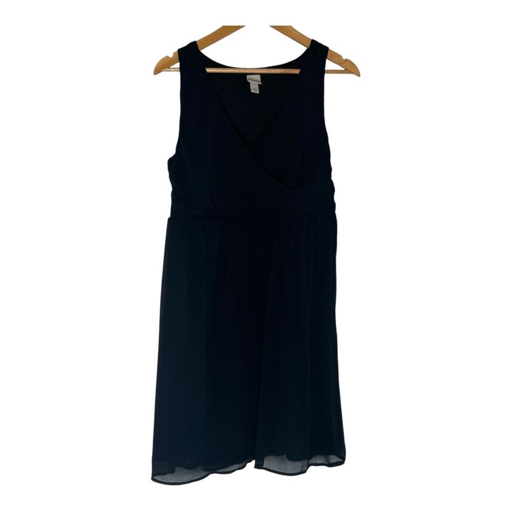Womens Merona Black Black Chiffon V Neck Dress LBD Large